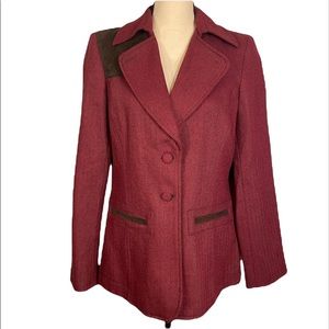 NWOT Liz Claiborne Herringbone 95% Wool 2-Tone Blazer Jacket Size 10